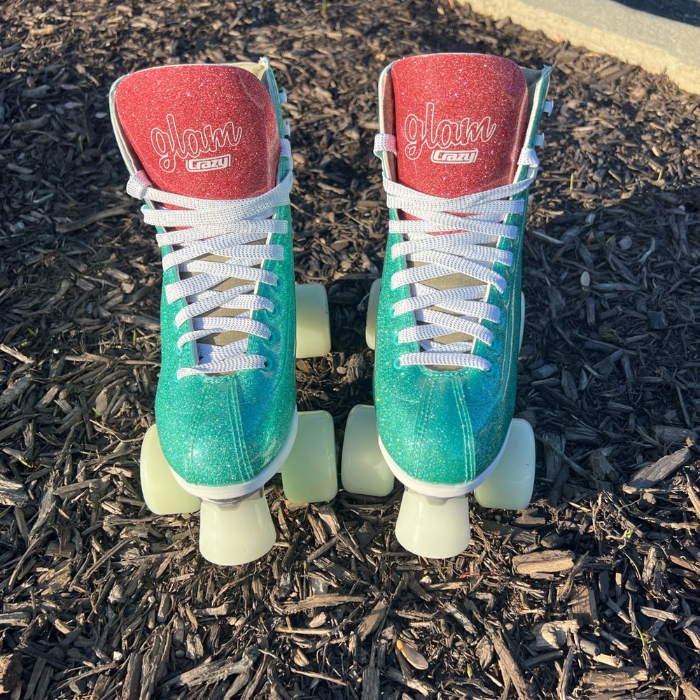 Disco Glam Women's Glittering Pink and Green Roller Skates